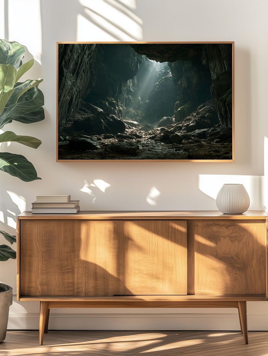 Misty Cave Light Photography Poster. — room view 3