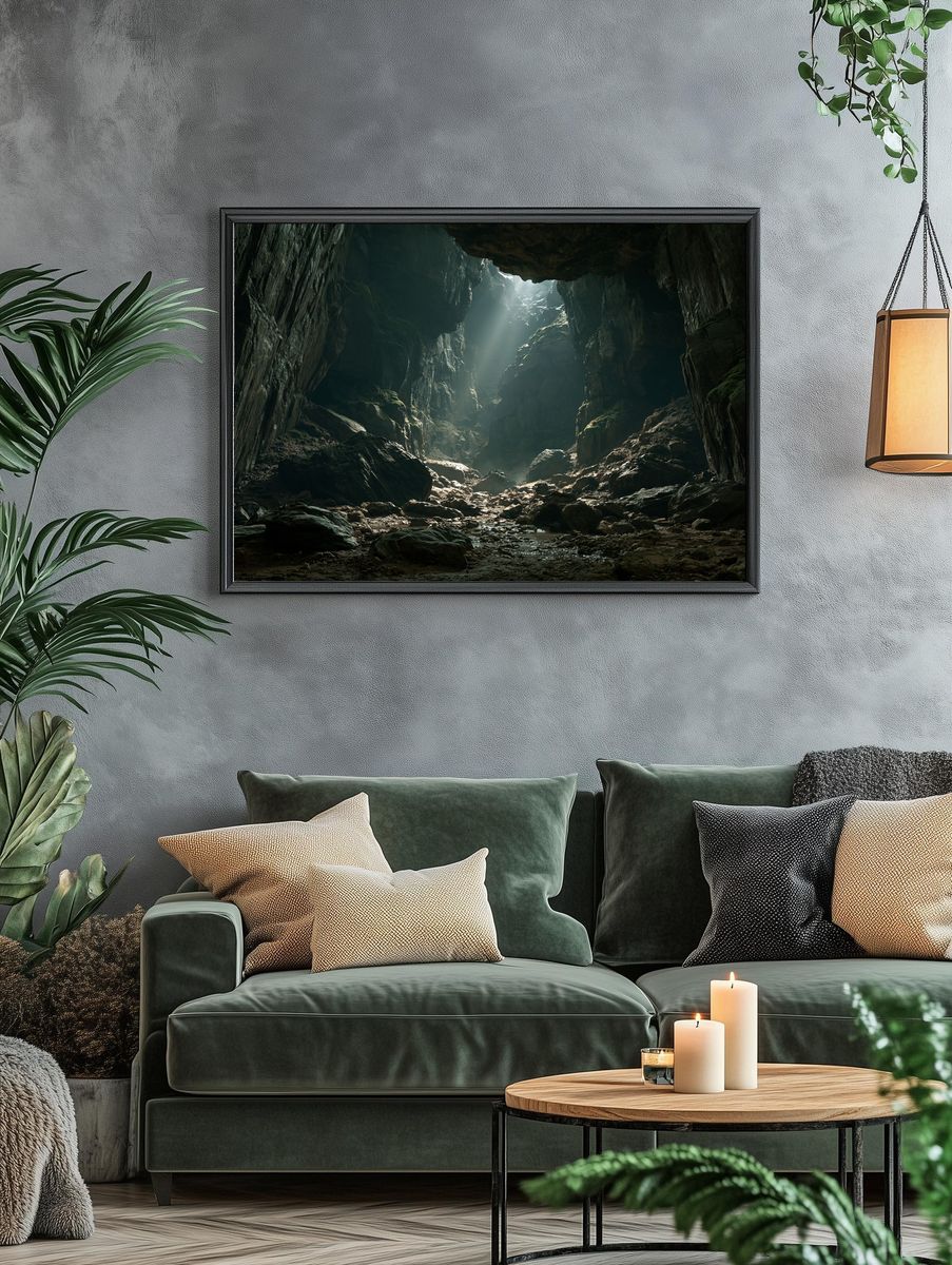 Misty Cave Light Photography Poster. — room view 4