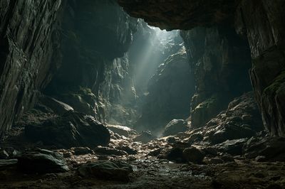 Misty Cave Light Photography Poster. poster