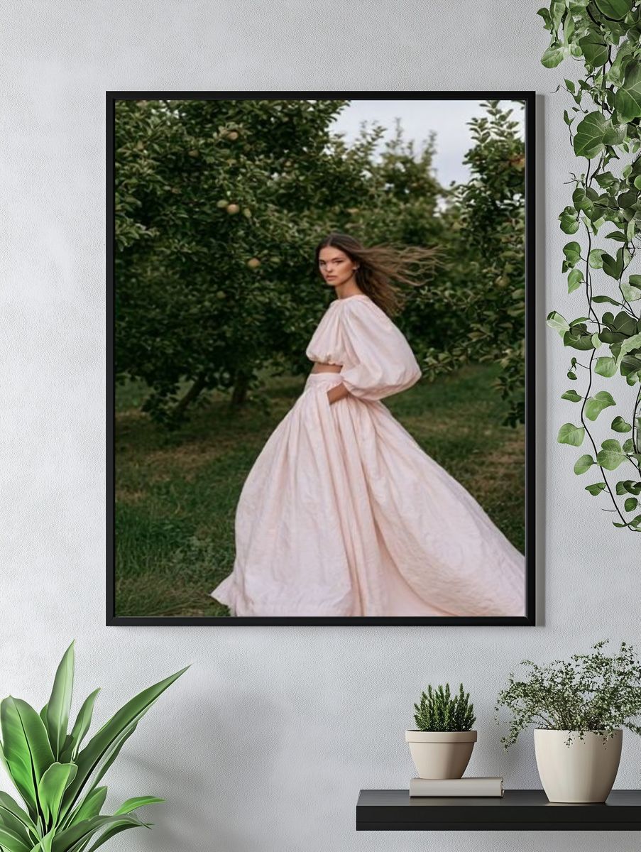 Woman in Orchard Fashion Poster. — room view 4