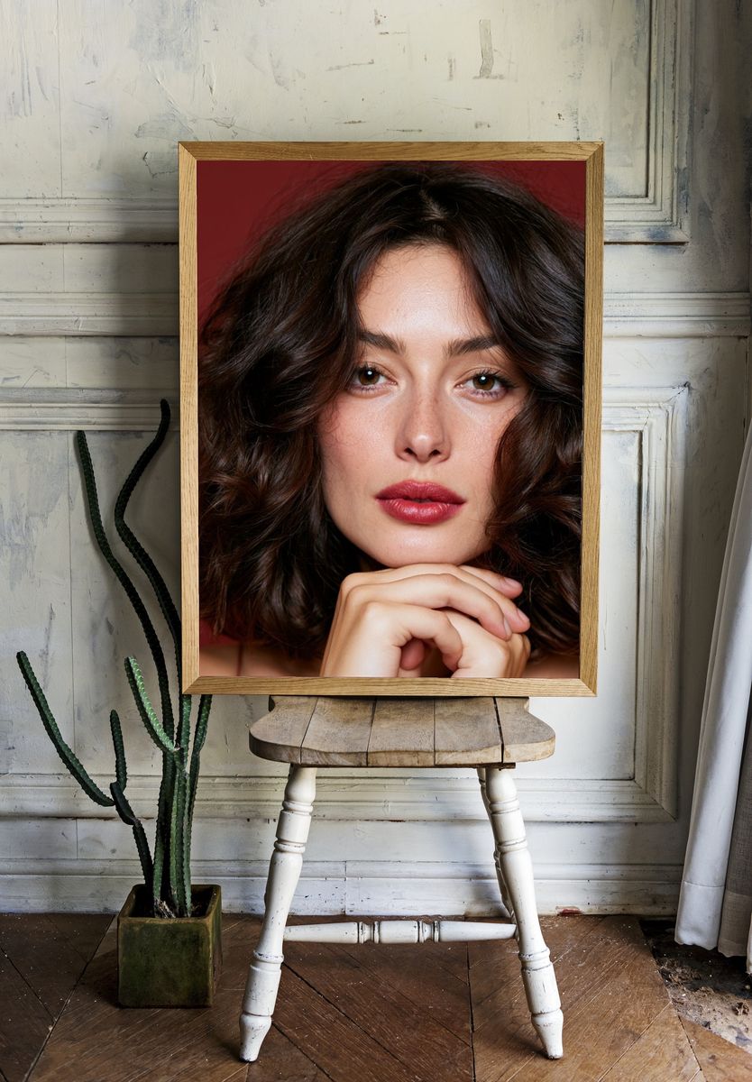 Red Background Portrait Print. — room view 1