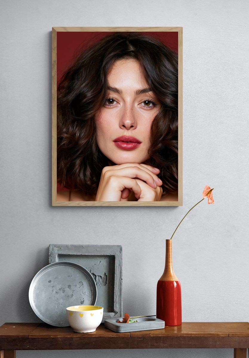 Red Background Portrait Print. — room view 3