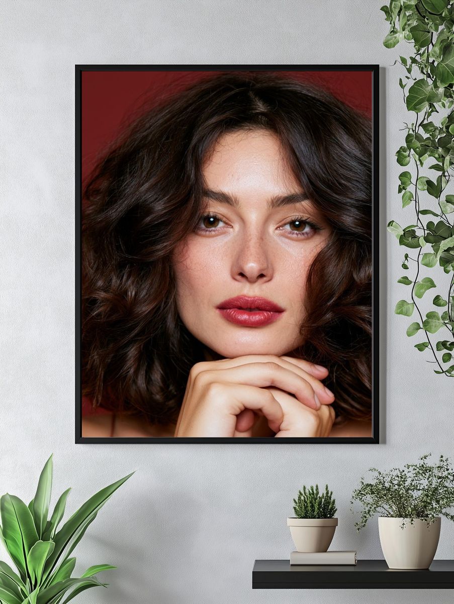 Red Background Portrait Print. — room view 4