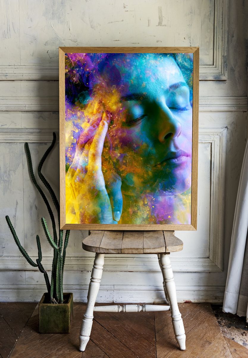 Dreaming Woman Color Splash Poster. — room view 1