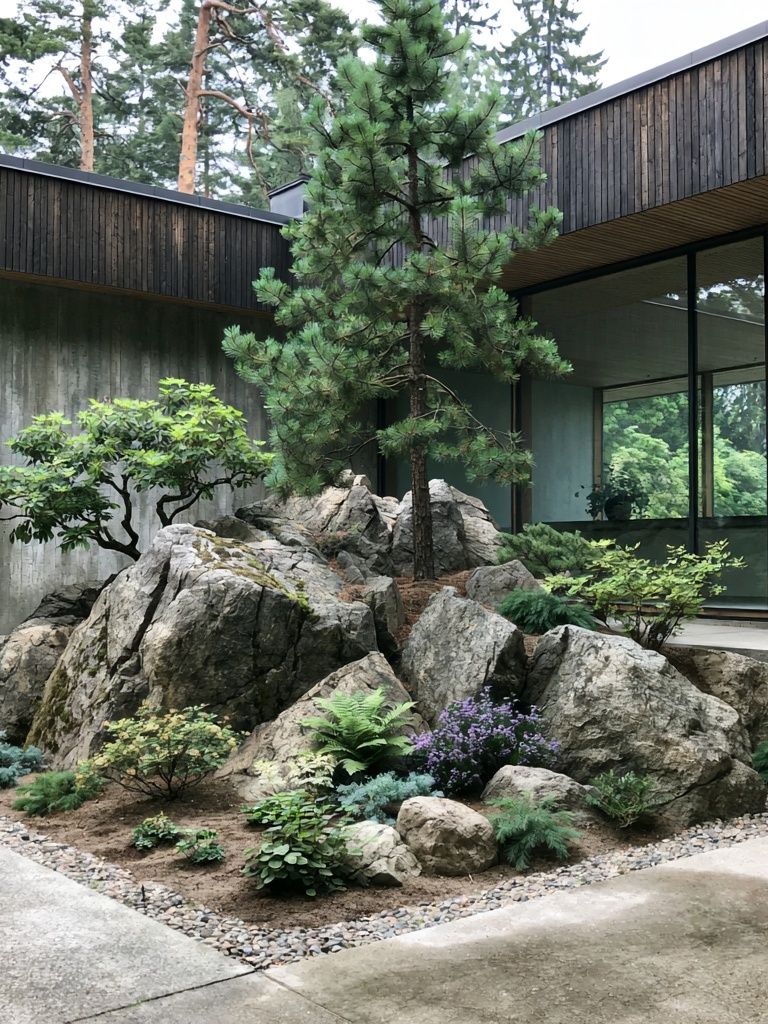 Zen Garden Courtyard Photography Poster. poster detail