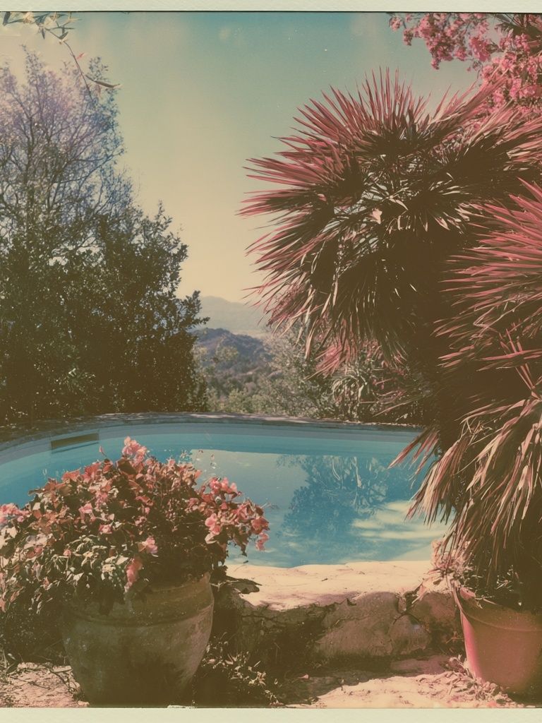 Mediterranean Pool Garden Photography Poster. poster — photography art