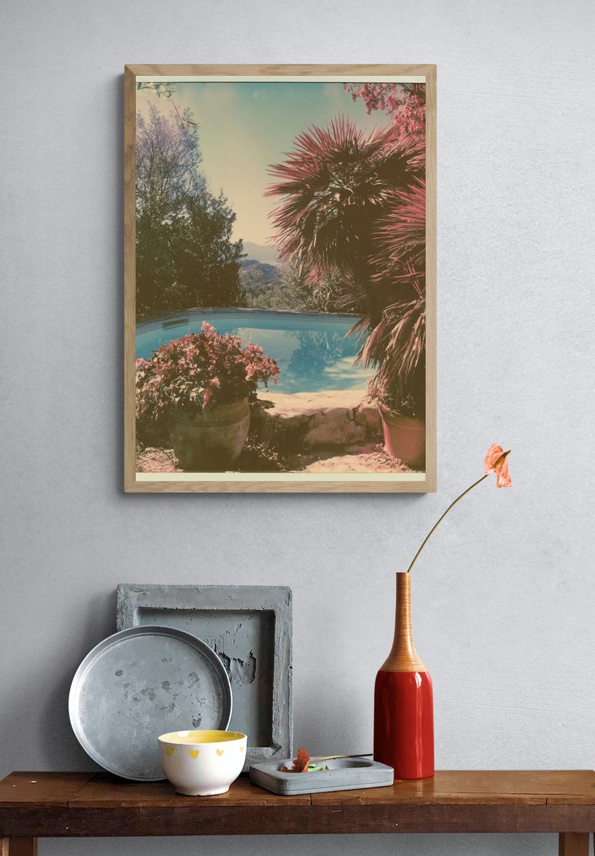 Mediterranean Pool Garden Photography Poster. — room view 3