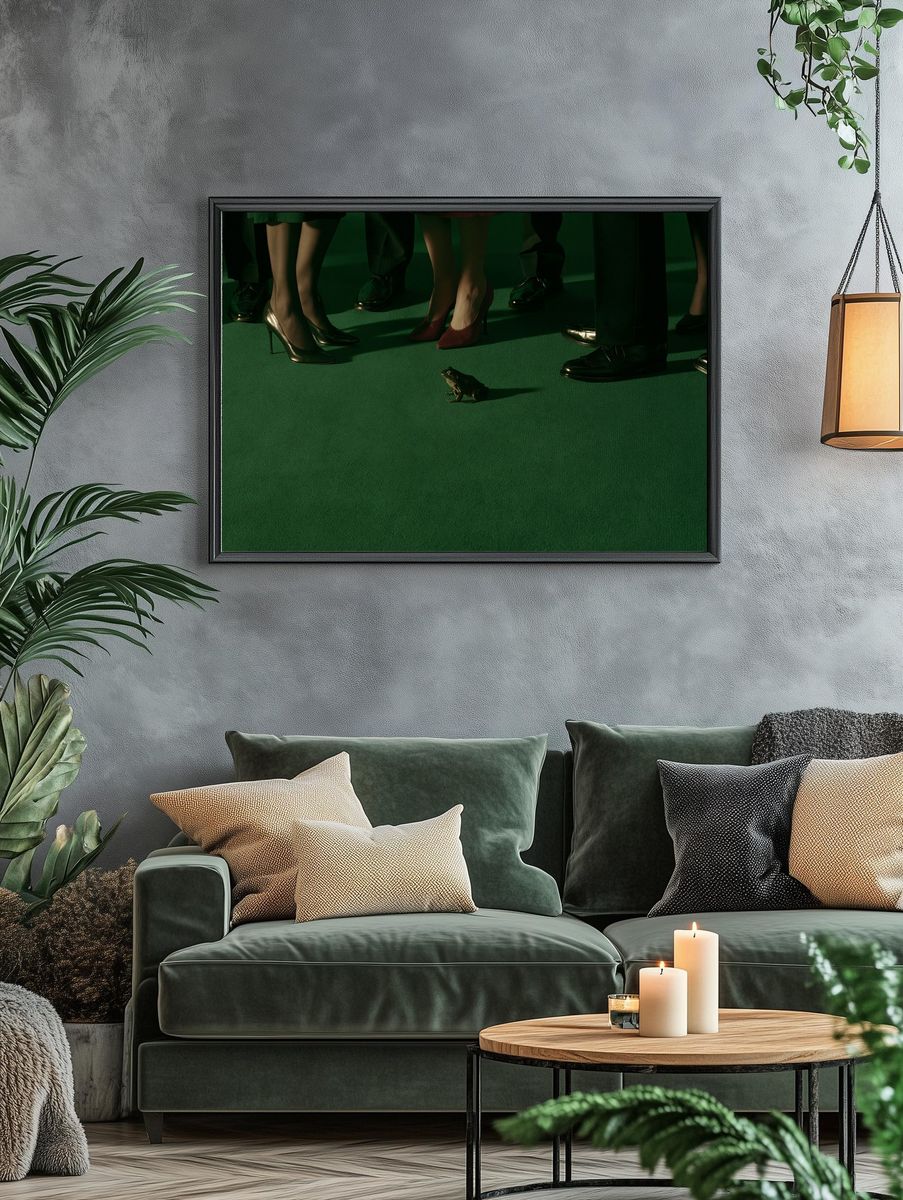 Surreal Frog Crowd Photography Poster. — room view 4