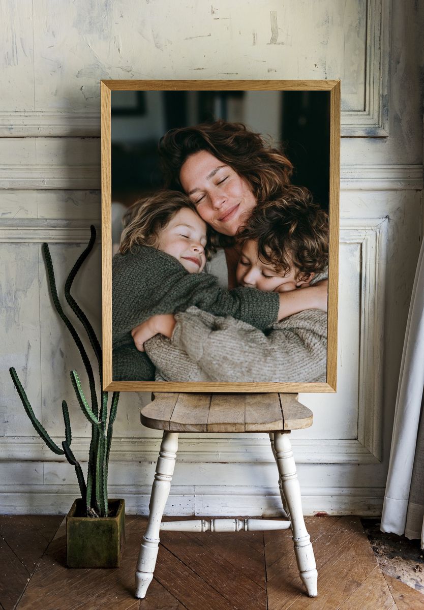Mother and Children Embrace Photography Poster. — room view 1