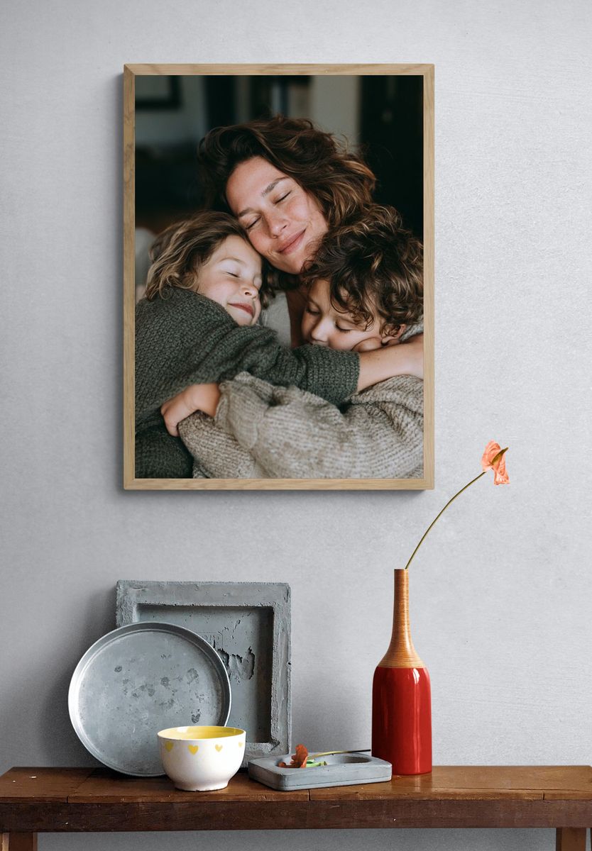 Mother and Children Embrace Photography Poster. — room view 3