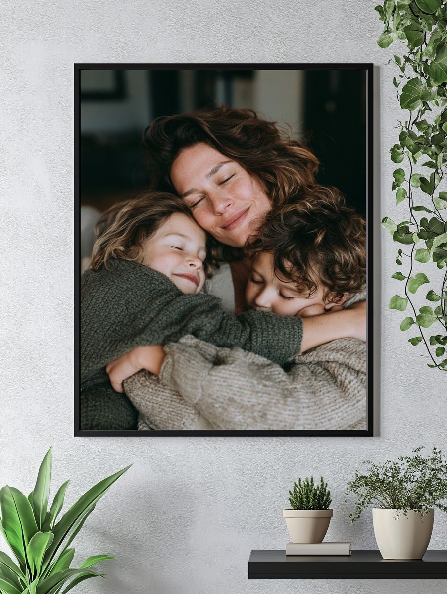 Mother and Children Embrace Photography Poster. — room view 4
