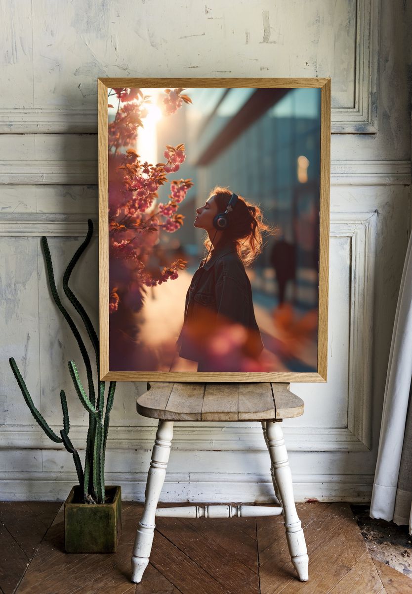 Sunlit Blossom Portrait Photography Poster. — room view 1