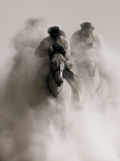 Dusty Horse Riders Photography Poster. poster print