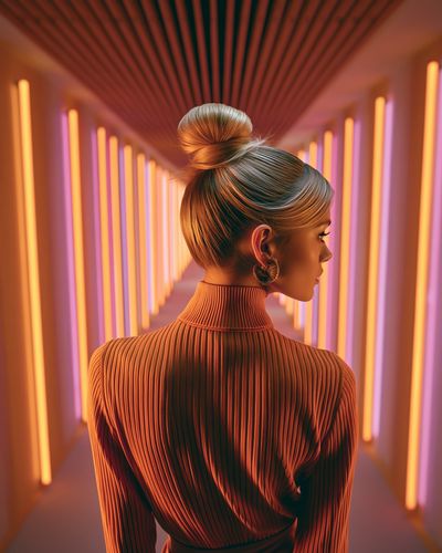 Neon Corridor Portrait Print. poster