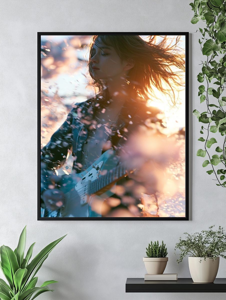 Dreamy Guitar Portrait Photography Poster. — room view 4