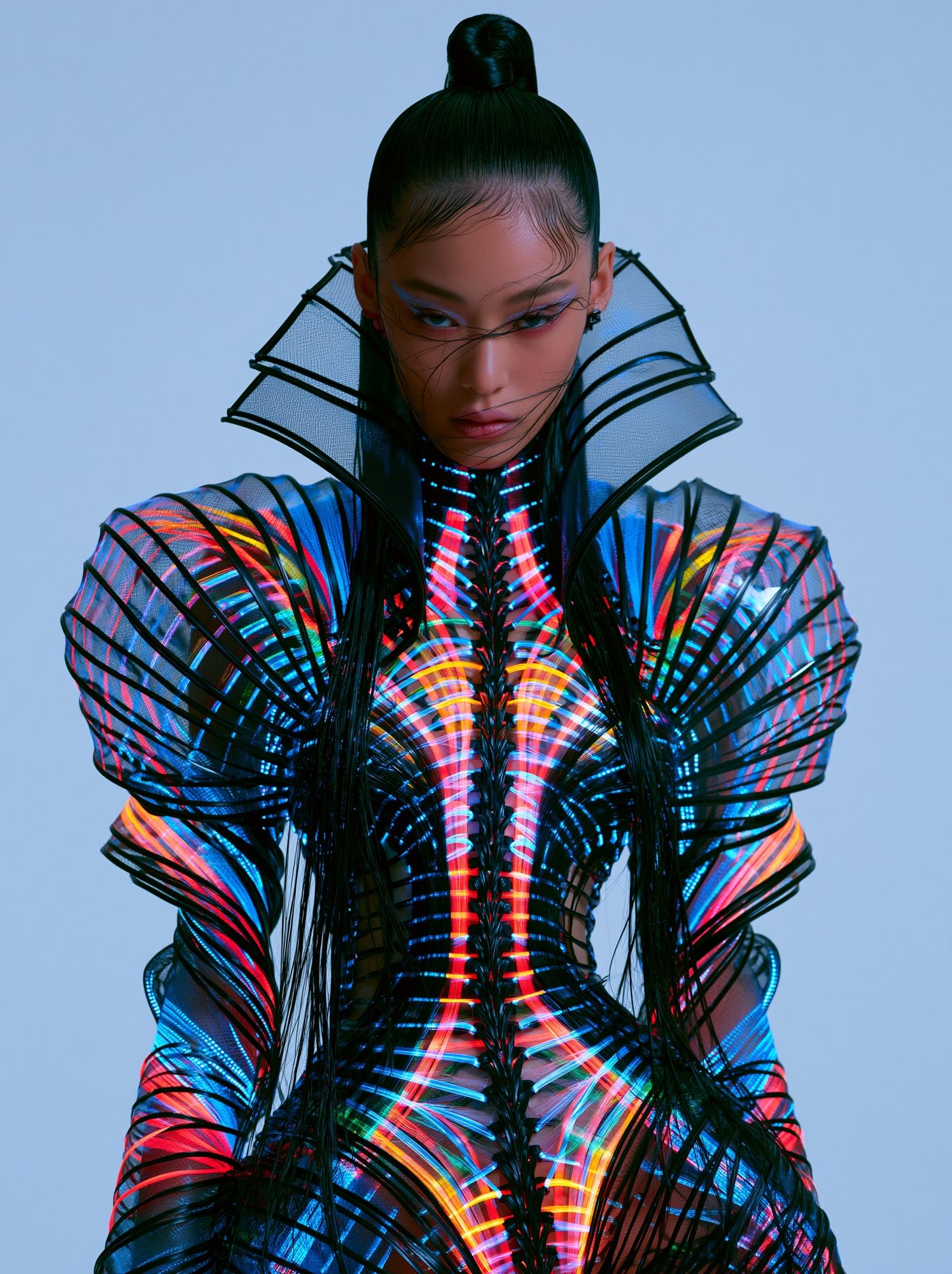 Futuristic Neon Fashion Portrait Print. poster — photography art