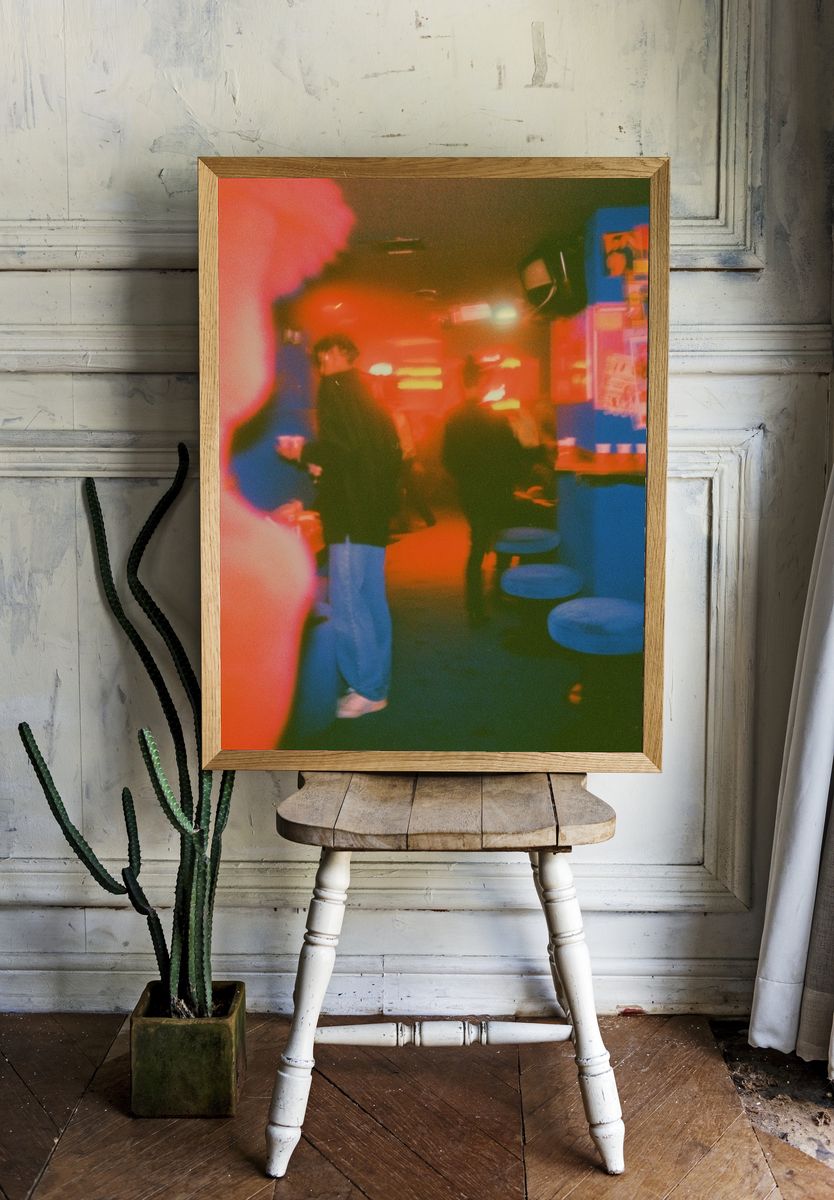 Neon Club Scene Photography Poster. — room view 1