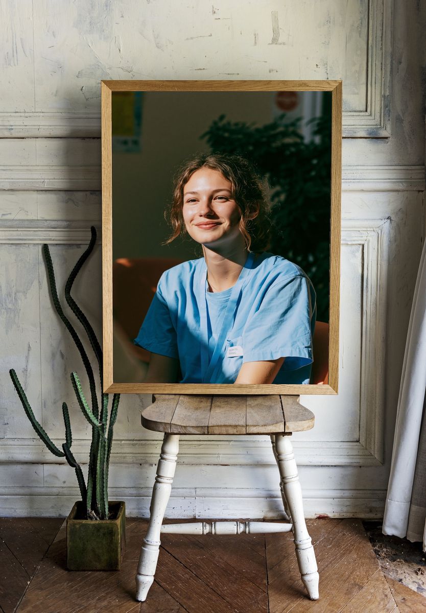 Smiling Nurse Portrait Poster. — room view 1