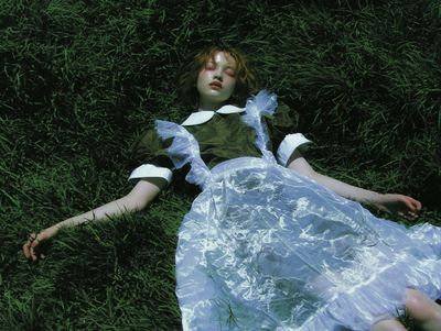 Dreaming Girl in Grass Photography Poster. poster