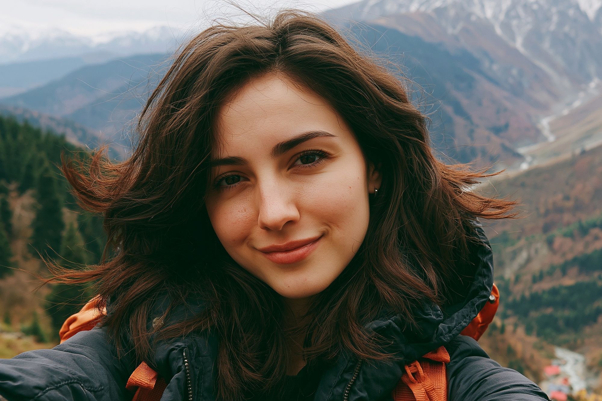 Mountain Selfie Portrait Photography Poster. poster detail