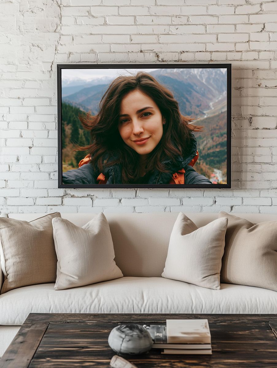Mountain Selfie Portrait Photography Poster. room preview