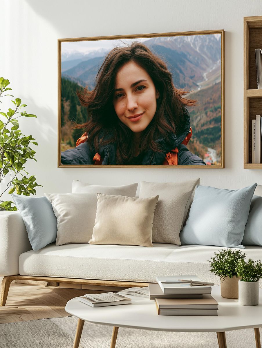 Mountain Selfie Portrait Photography Poster. — room view 2