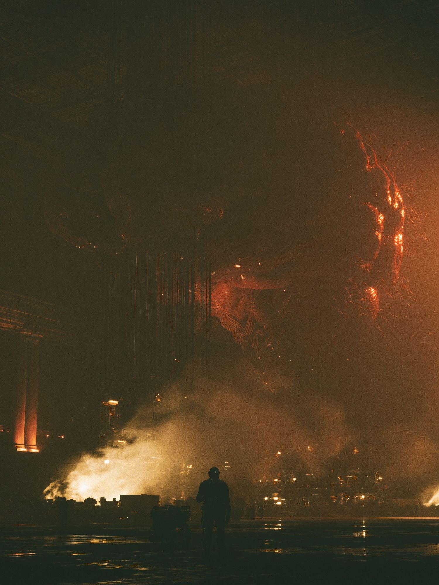 Industrial Fire Scene Photography Poster. poster — photography art