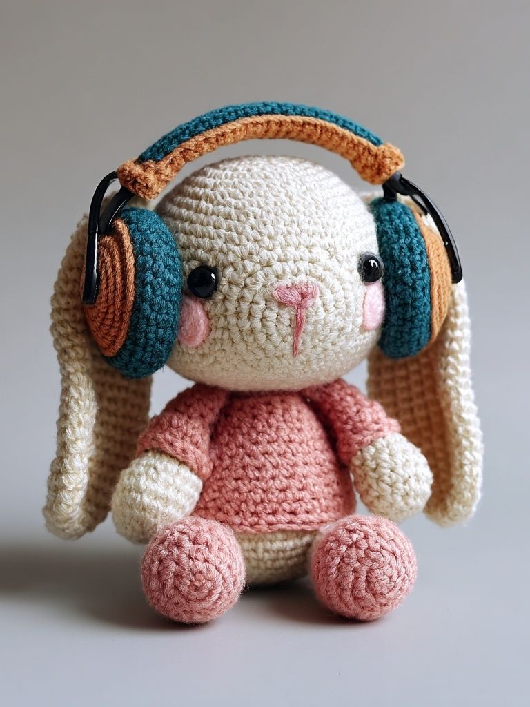 Crocheted Bunny Portrait Print. poster detail