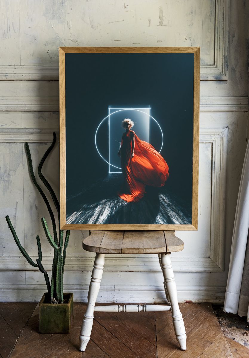 Red Gown Portrait Photography Poster. — room view 1