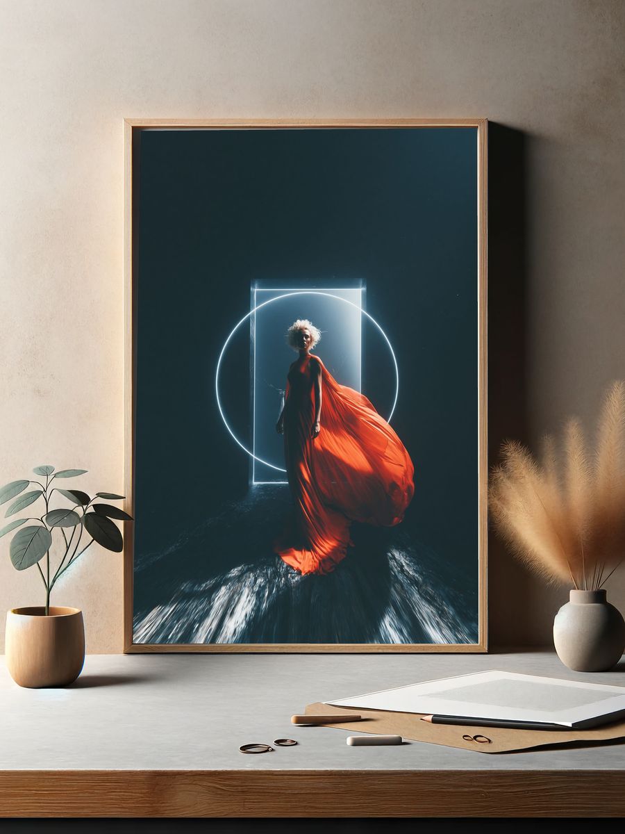 Red Gown Portrait Photography Poster. — room view 2