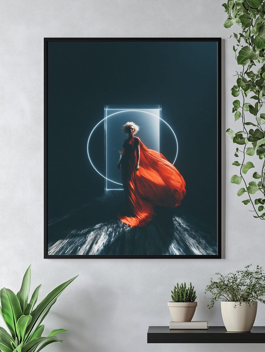 Red Gown Portrait Photography Poster. — room view 4