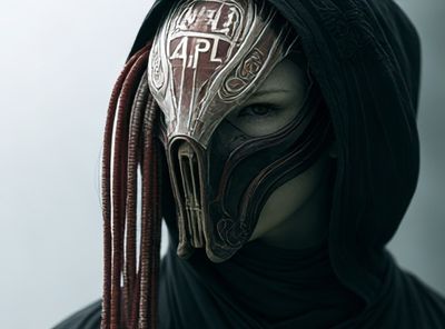 Masked Hooded Figure Dark Portrait Print. poster