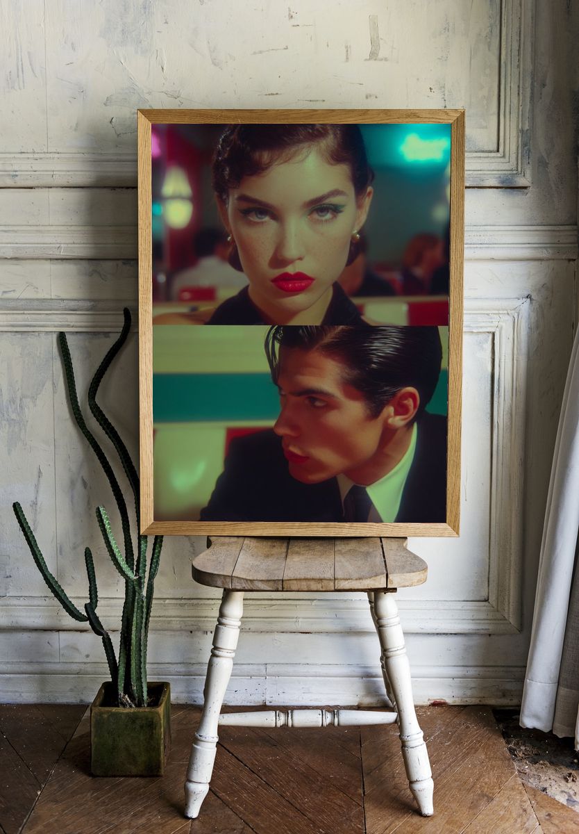 Neon Diner Portrait Poster. — room view 1