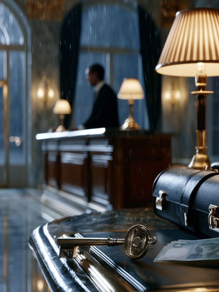 Luxury Hotel Key and Briefcase Photography Poster. poster — photography art