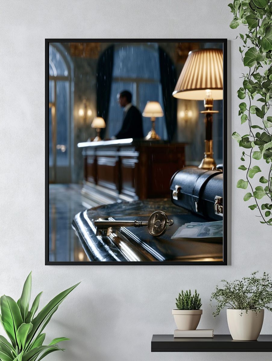 Luxury Hotel Key and Briefcase Photography Poster. — room view 4