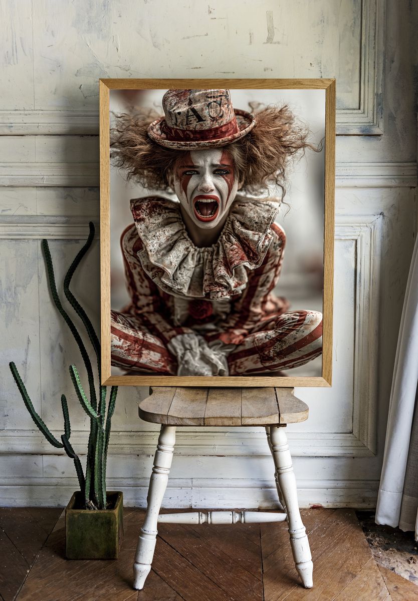 Creepy Clown Portrait Print. — room view 1
