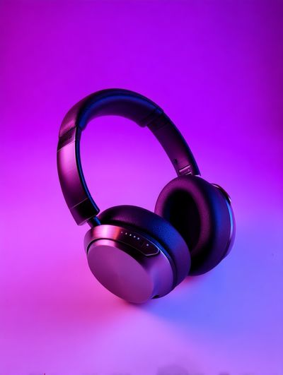 Neon Headphones Photography Poster. poster