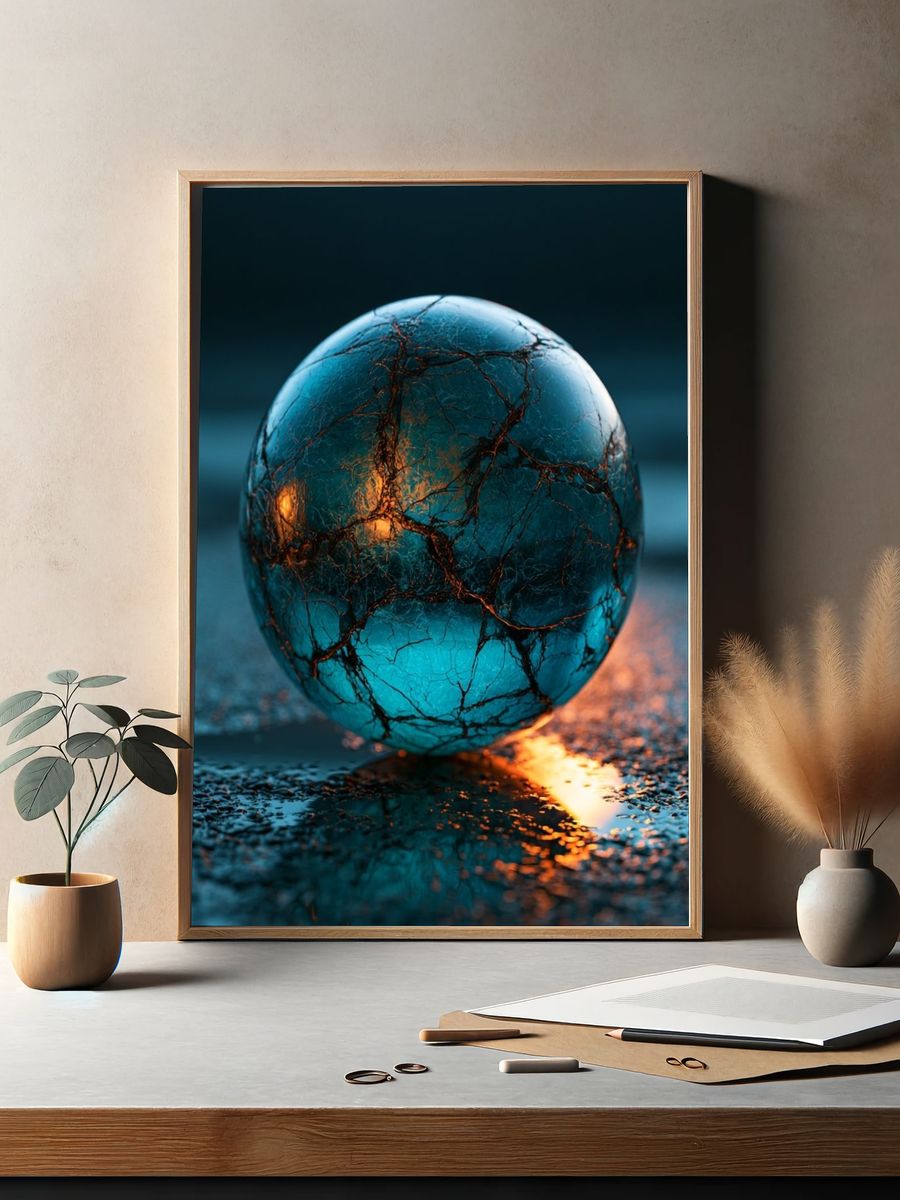 Cracked Glass Orb Photography Poster. — room view 2
