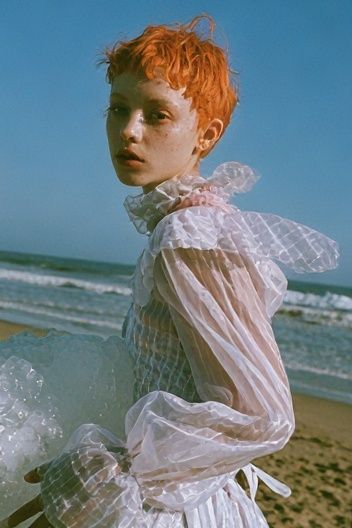 Red-Haired Beach Portrait Photography Poster. poster — photography art