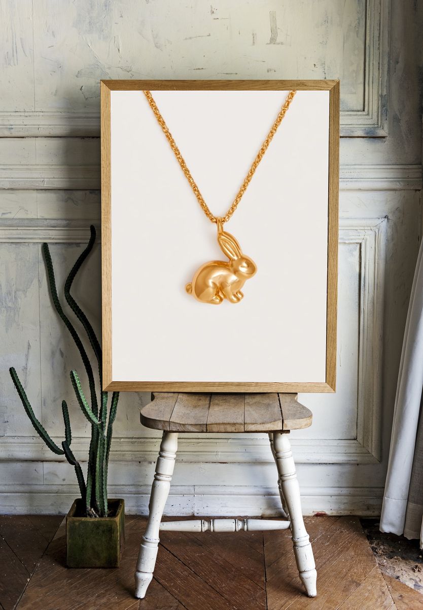 Golden Rabbit Pendant Photography Print. — room view 1