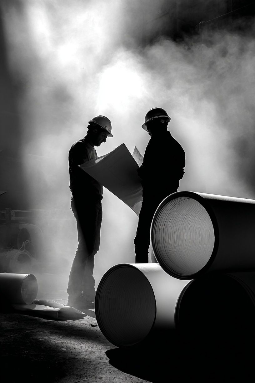 Industrial Workers in Smoke Photography Poster. poster — photography art