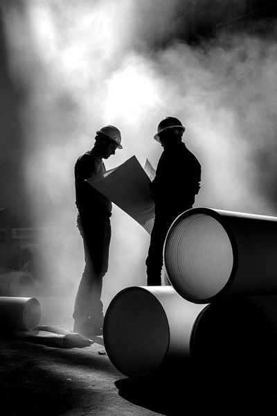 Industrial Workers in Smoke Photography Poster. poster print