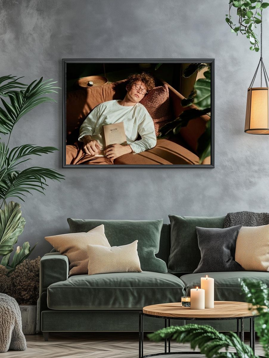 Sunlit Reading Nap Photography Poster. — room view 4