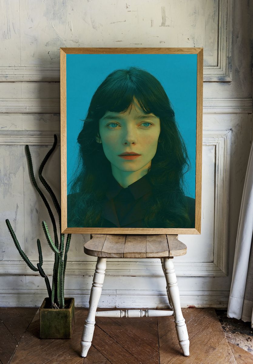 Blue-Hued Portrait Photography Poster. — room view 1