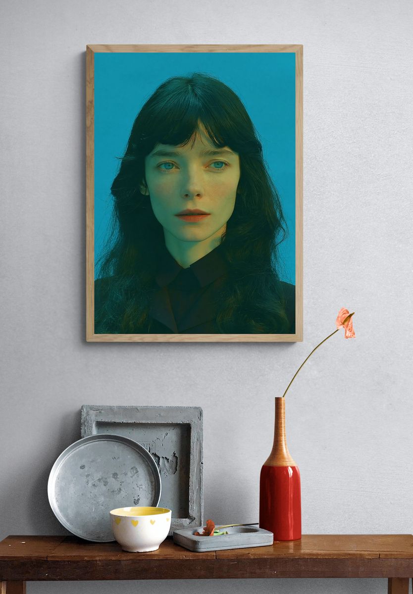 Blue-Hued Portrait Photography Poster. — room view 3