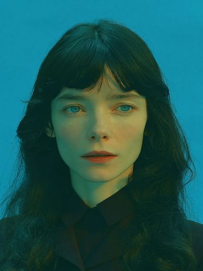 Blue-Hued Portrait Photography Poster. poster