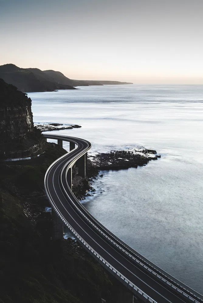 long elevated road along seashore. poster — photography art
