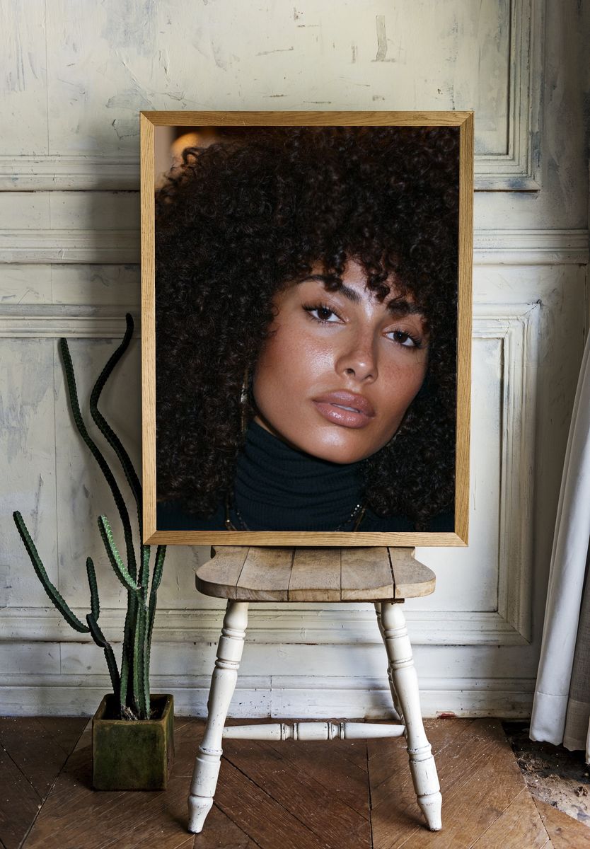 Curly Portrait Photography Poster. — room view 1