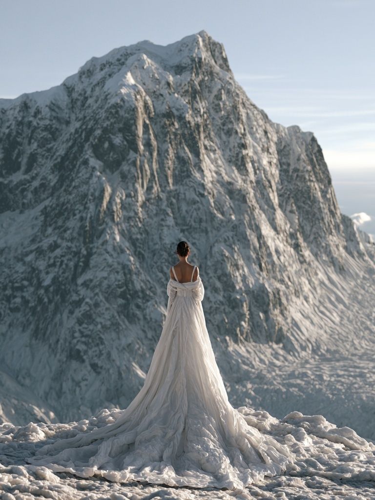 Snowy Mountain Bride Photography Poster. poster — photography art