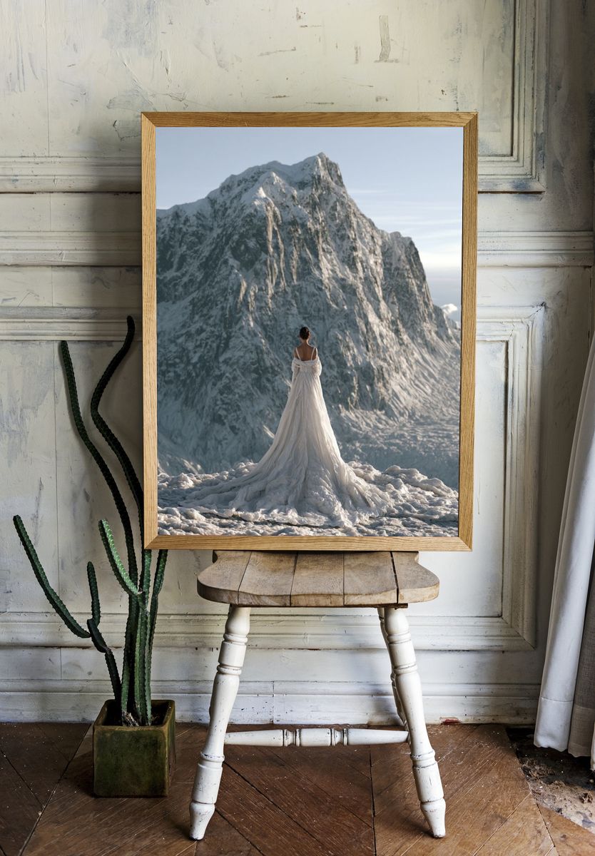 Snowy Mountain Bride Photography Poster. room preview